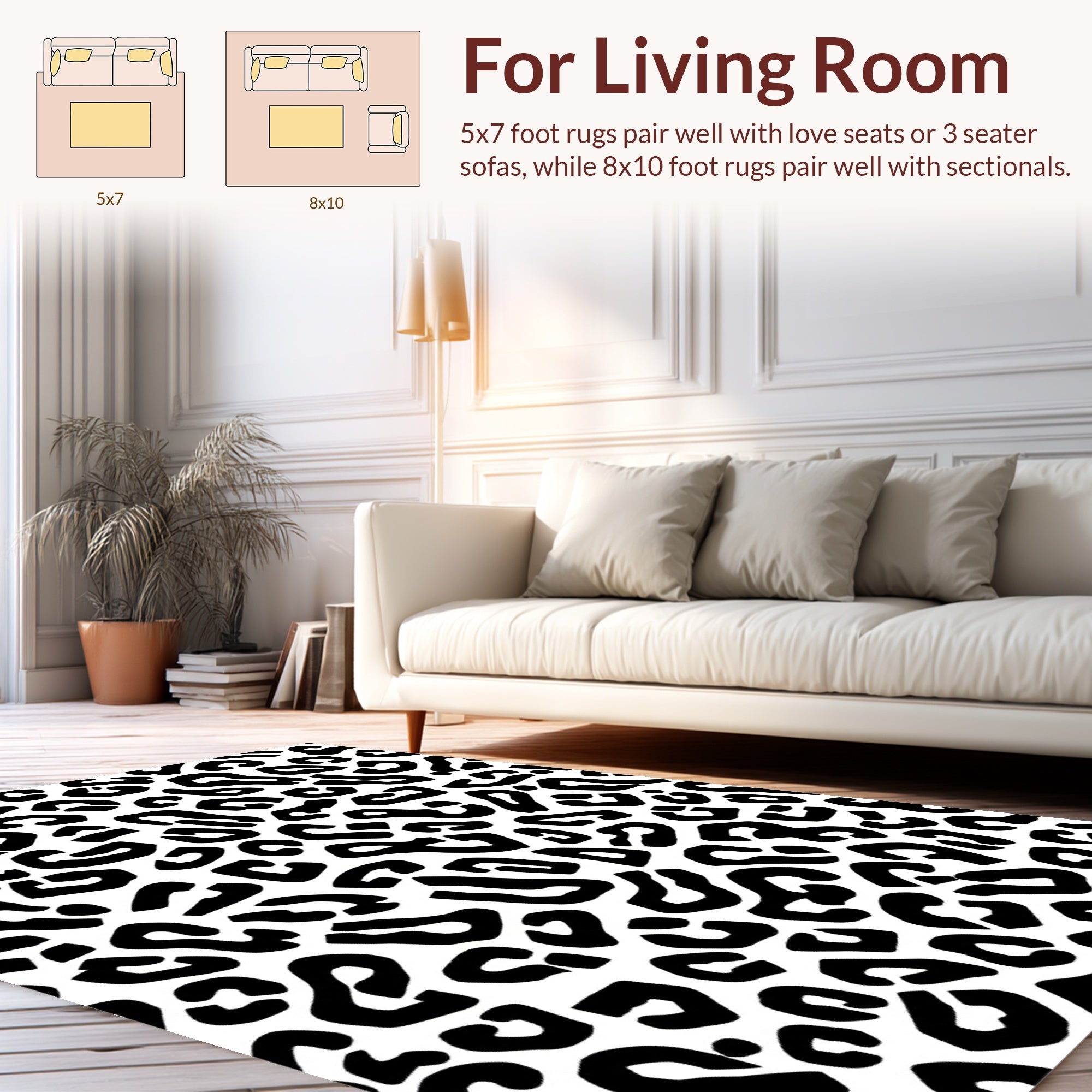 Bold Blackspots Animal Print Design Rug