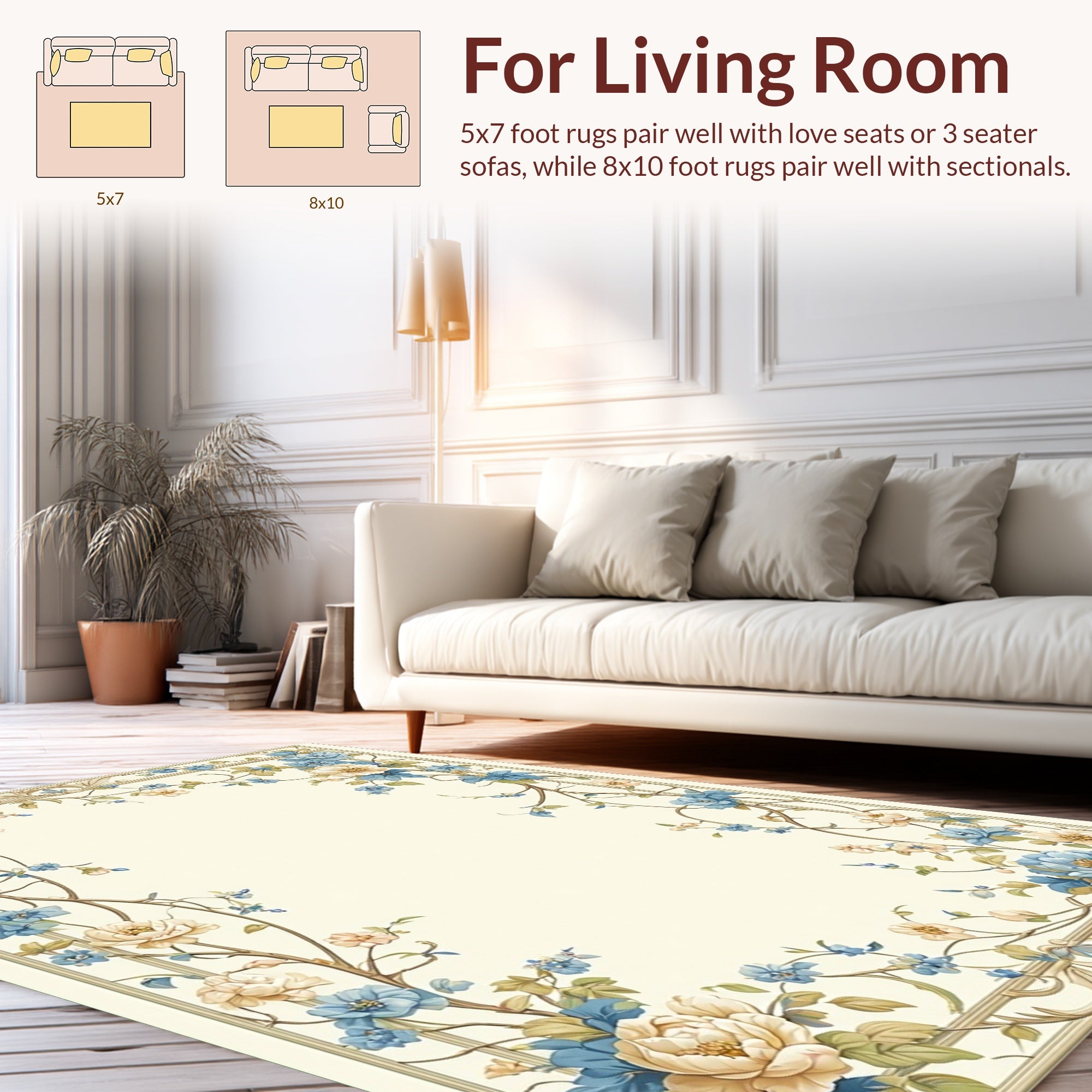 Ornate Floral Vine Pattern Rug