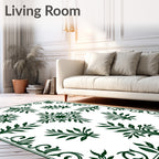 Dark Green Floral Symmetry Rug