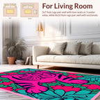 Vibrant Pink Tiger Floral Pattern Rug