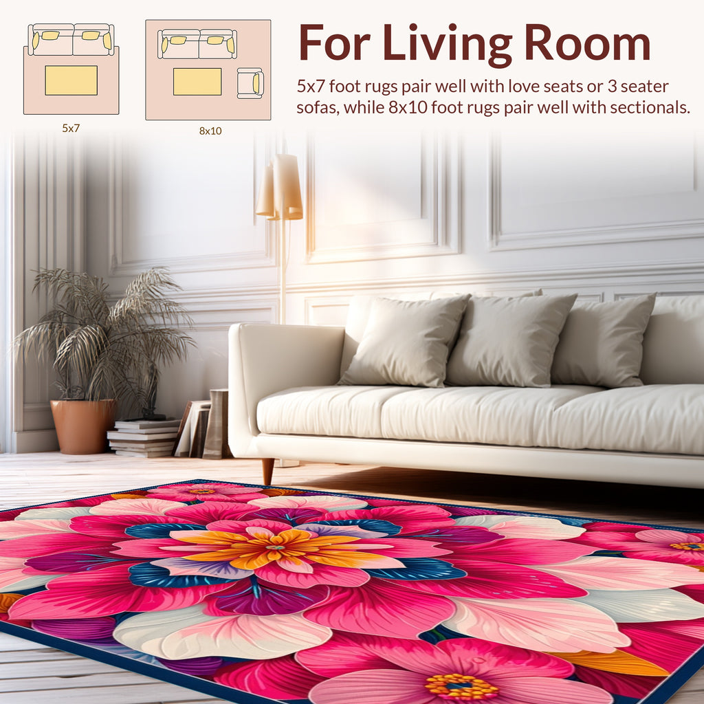 Vibrant Floral Mandala Pattern Rug