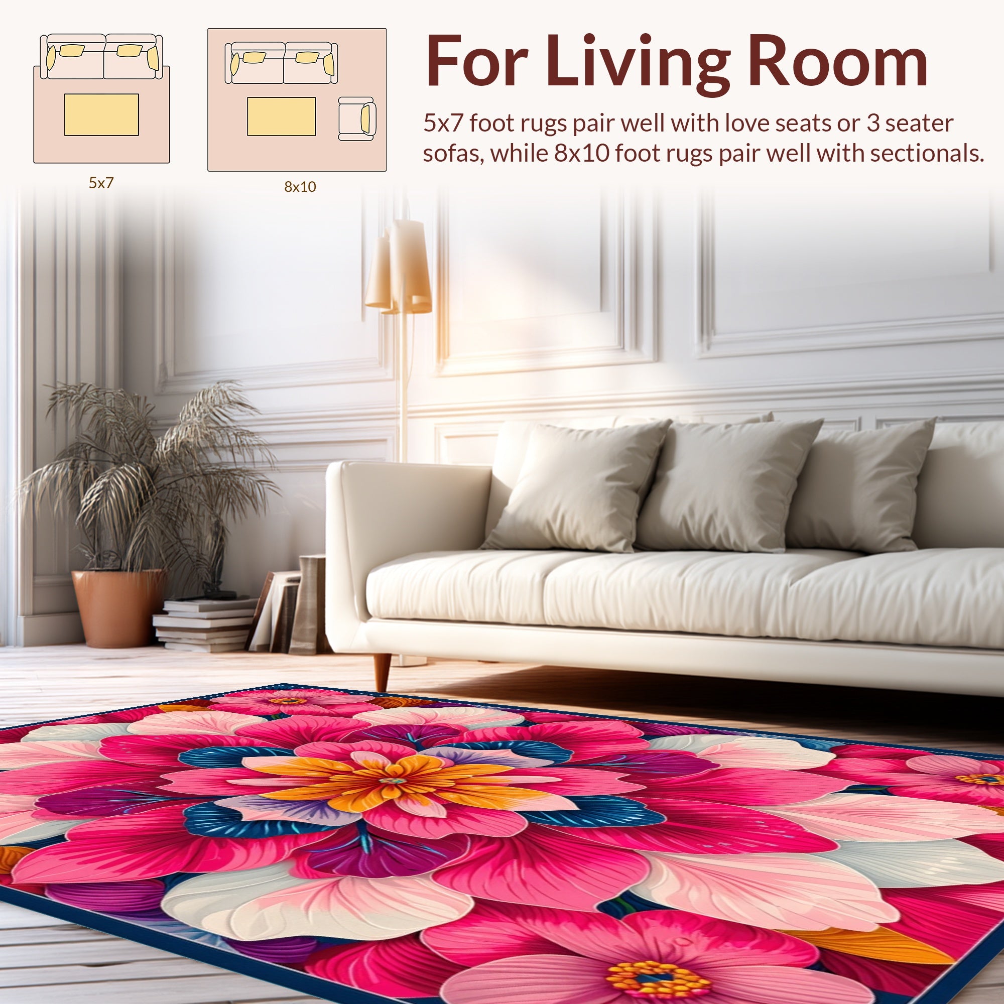Vibrant Floral Mandala Pattern Rug