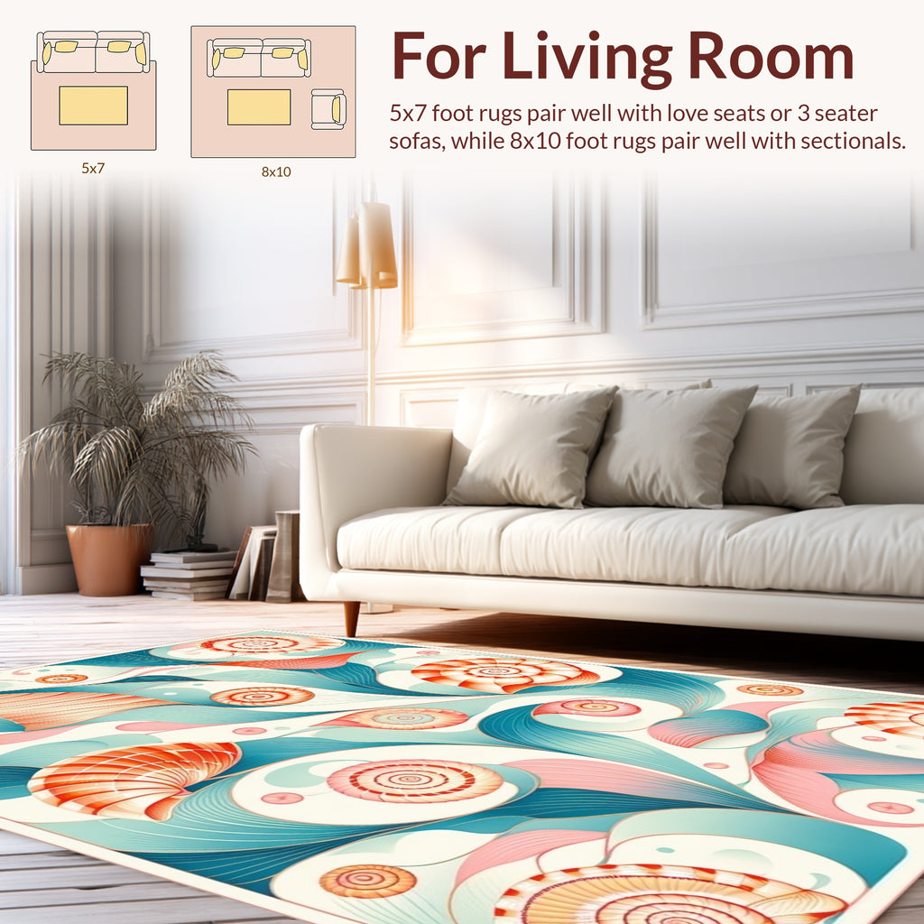 Swirl Shell Abstract Graphic Design Rug