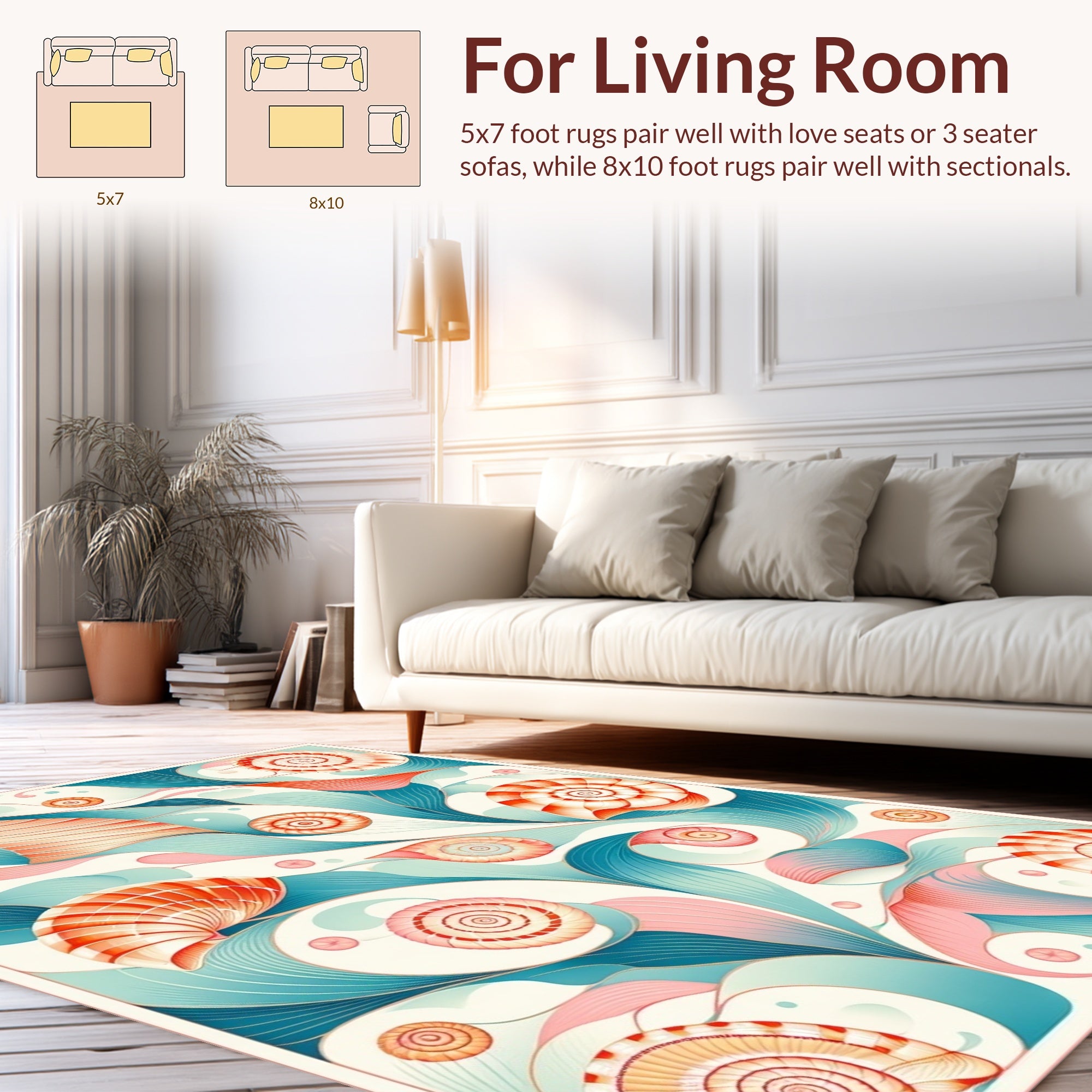 Swirl Shell Abstract Graphic Design Rug