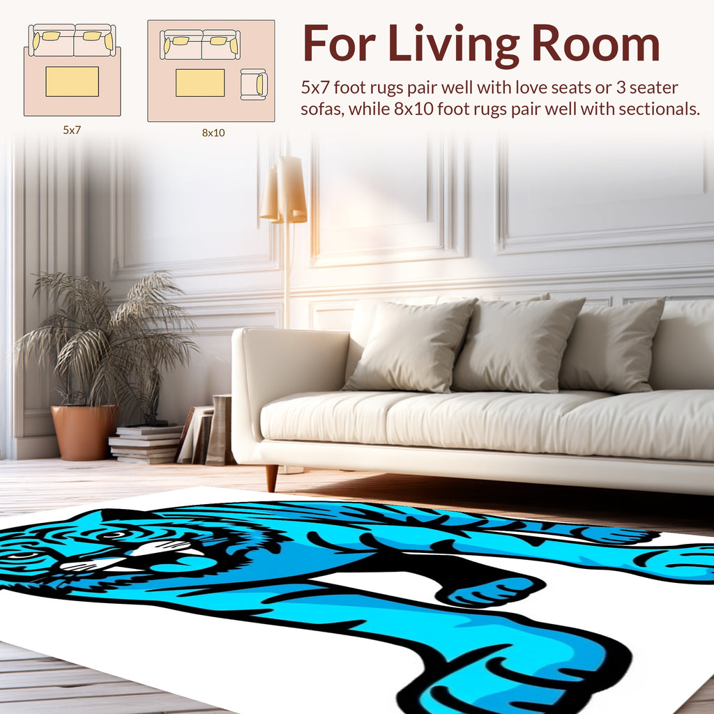 Bold Blue Tiger Graphic Rug