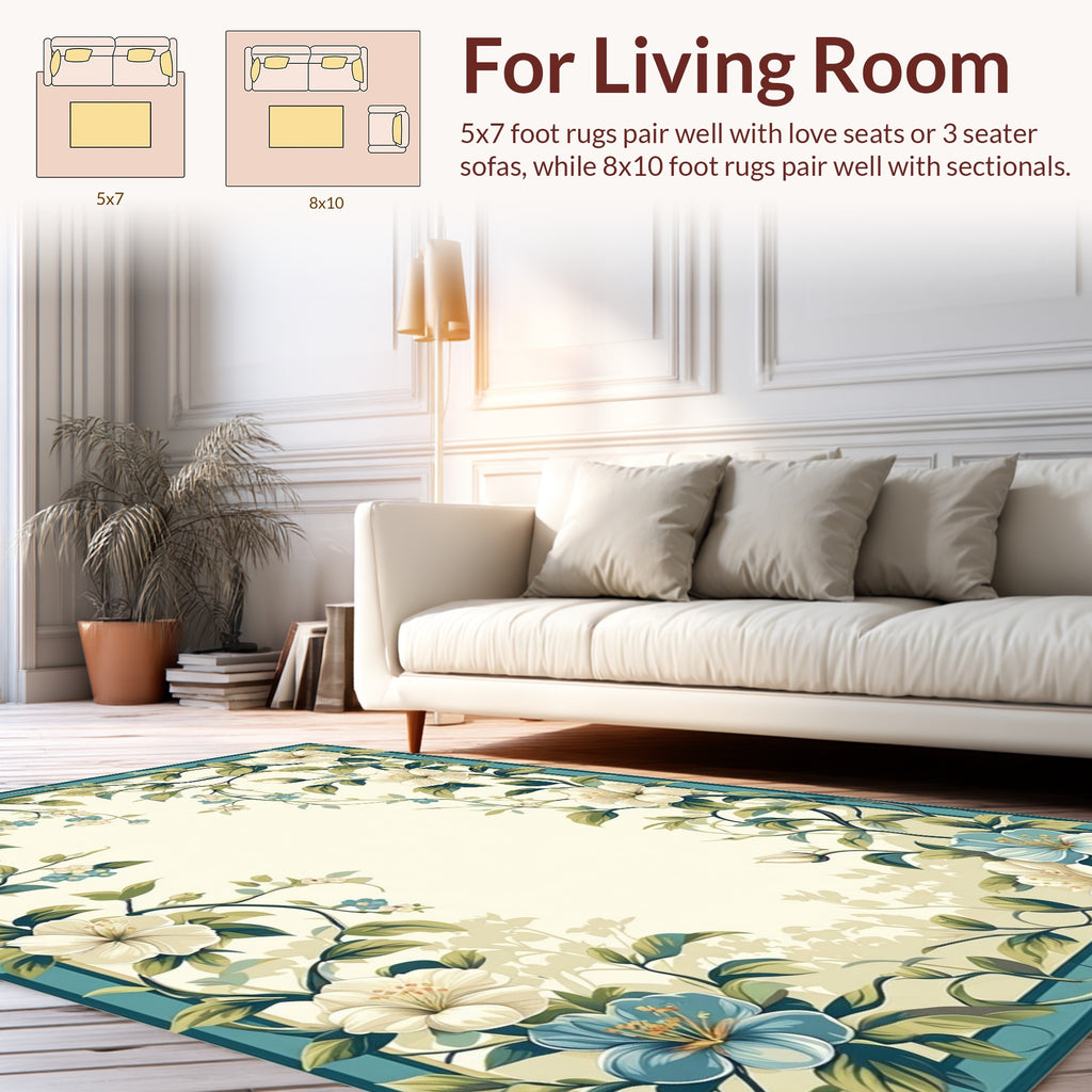Classic Floral Vine Accented Design Rug