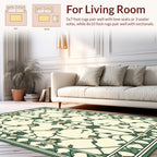 Elegant Green Floral Scrollwork Rug