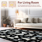 Monochrome Butterfly Garden Pattern Rug