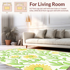 Yellow Daisy Botanical Illustration Rug