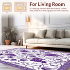 Vibrant Purple Grapevine Branch Pattern Rug