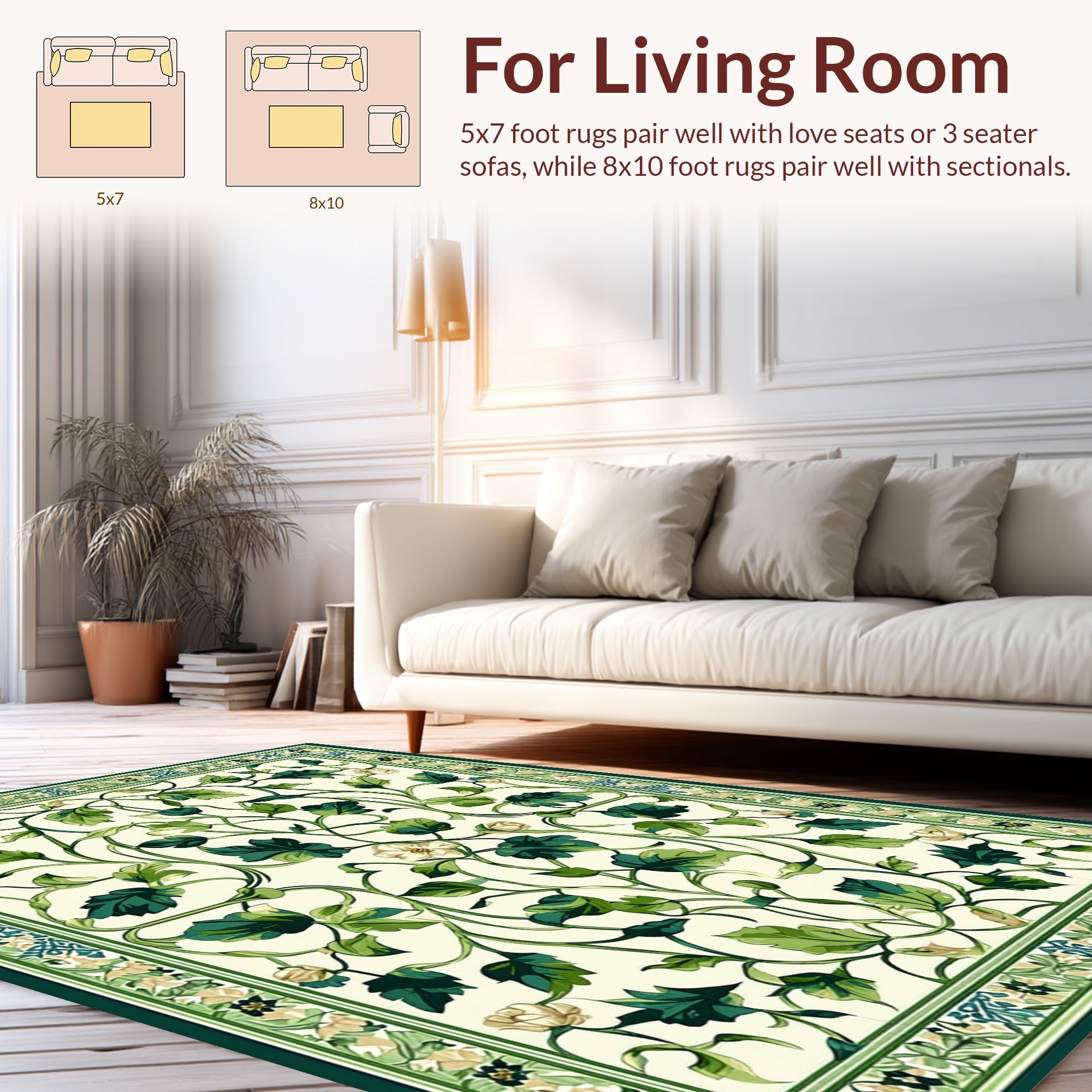 Vines And Flowers Patterned Rug