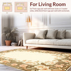 Soft Peach Floral Vine Border Rug