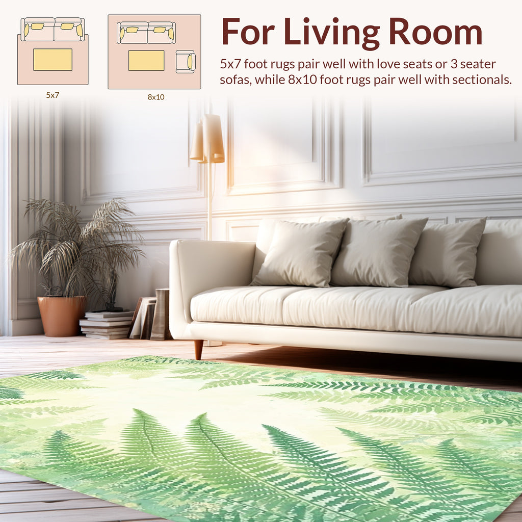 Green Fern Patterned Woodland Rug