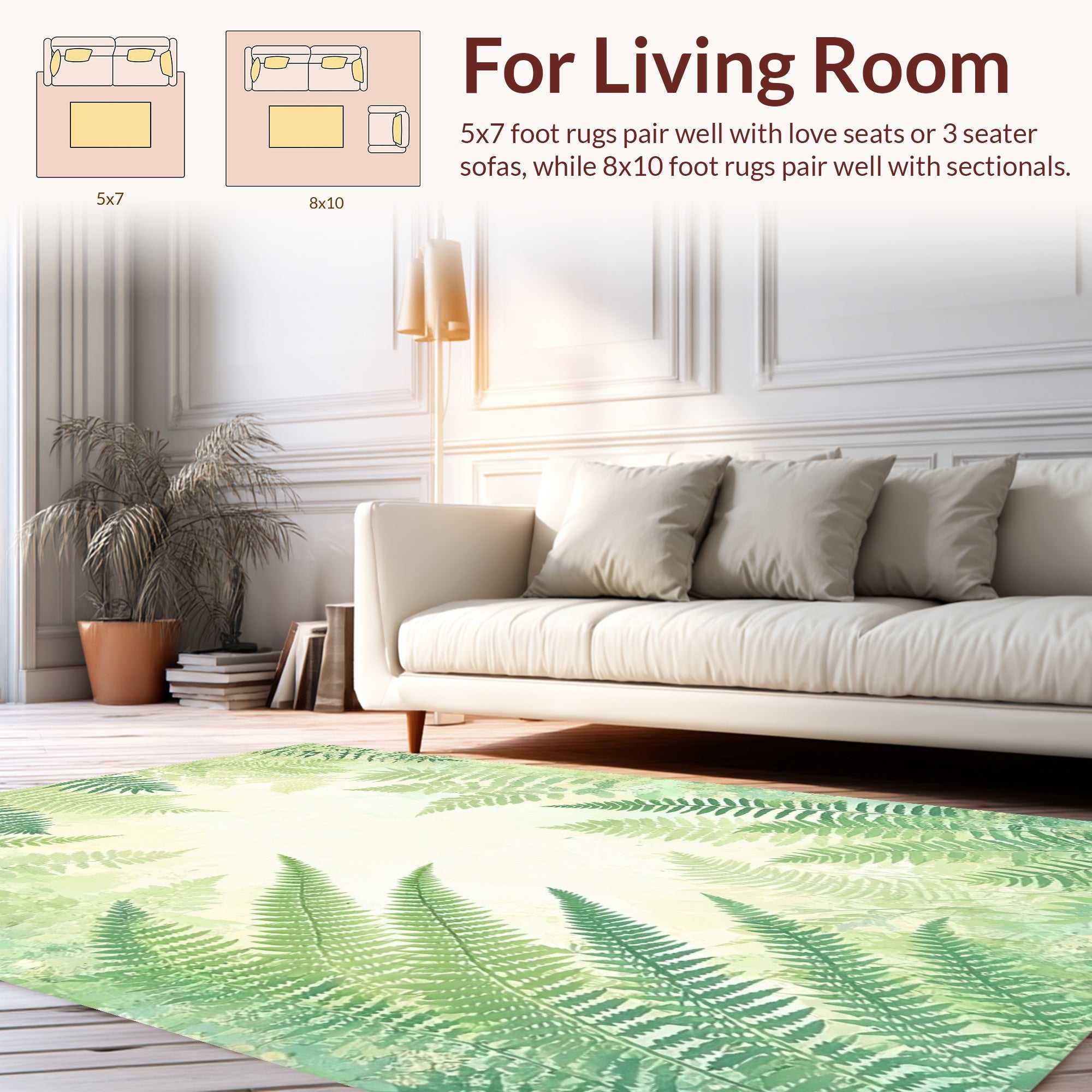 Green Fern Patterned Woodland Rug