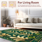 Elegant Gold Fern Botanical Art Rug