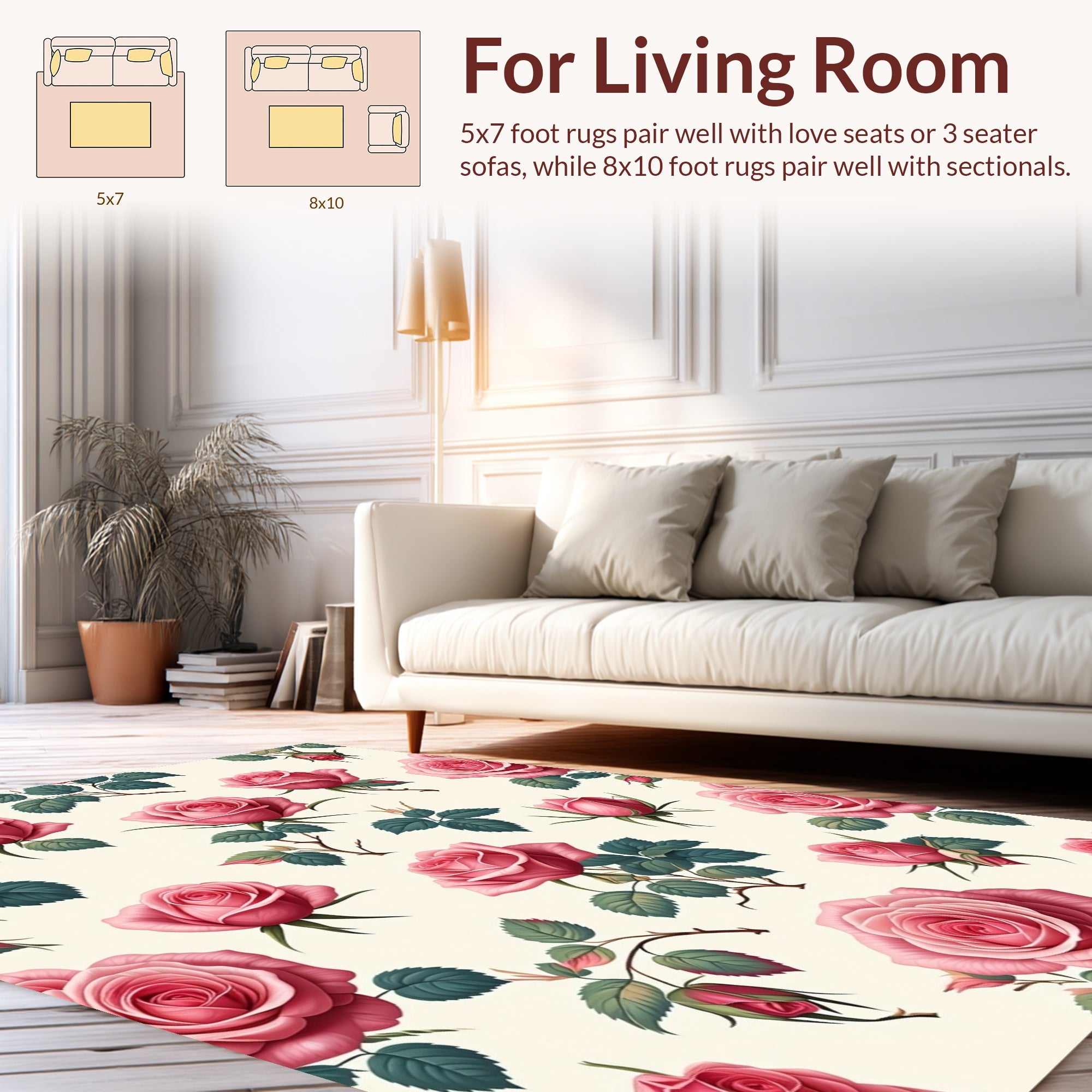 Pink Rose Floral Pattern Design Rug