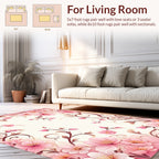 Soft Pink Floral Scroll Pattern Rug