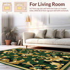 Opulent Gold Floral Green Contemporary Design Rug