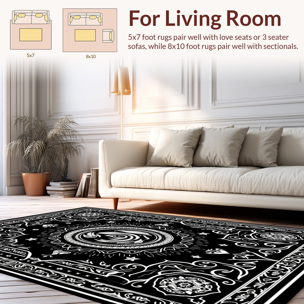 Monochromatic Intricate Mandala Pattern Rug