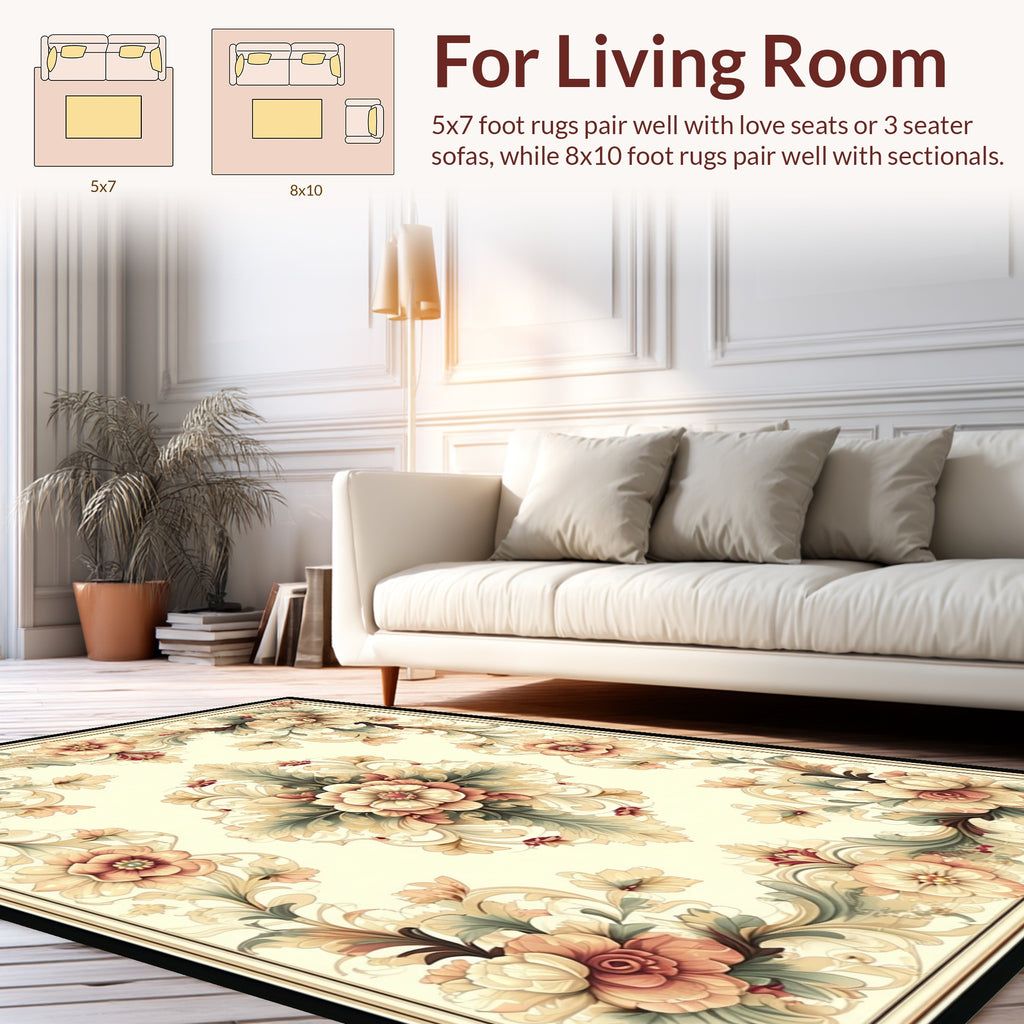 Vintage Floral Scrollwork Pattern Rug