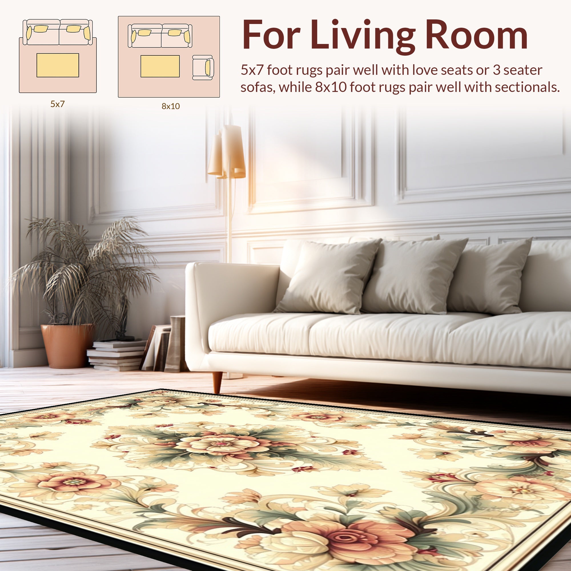 Vintage Floral Scrollwork Pattern Rug