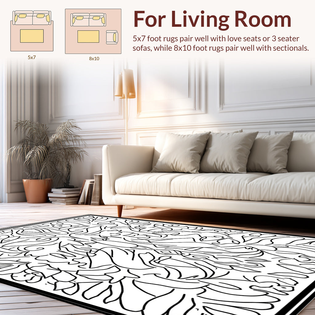 Abstract Floral Line Art Design Rug
