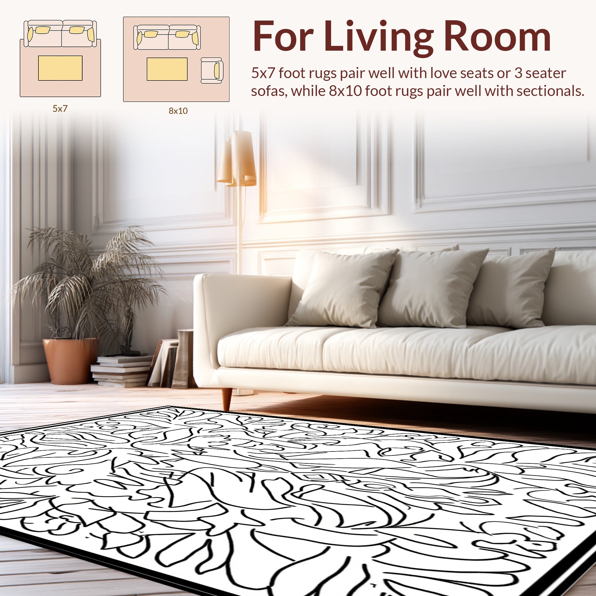 Abstract Floral Line Art Design Rug