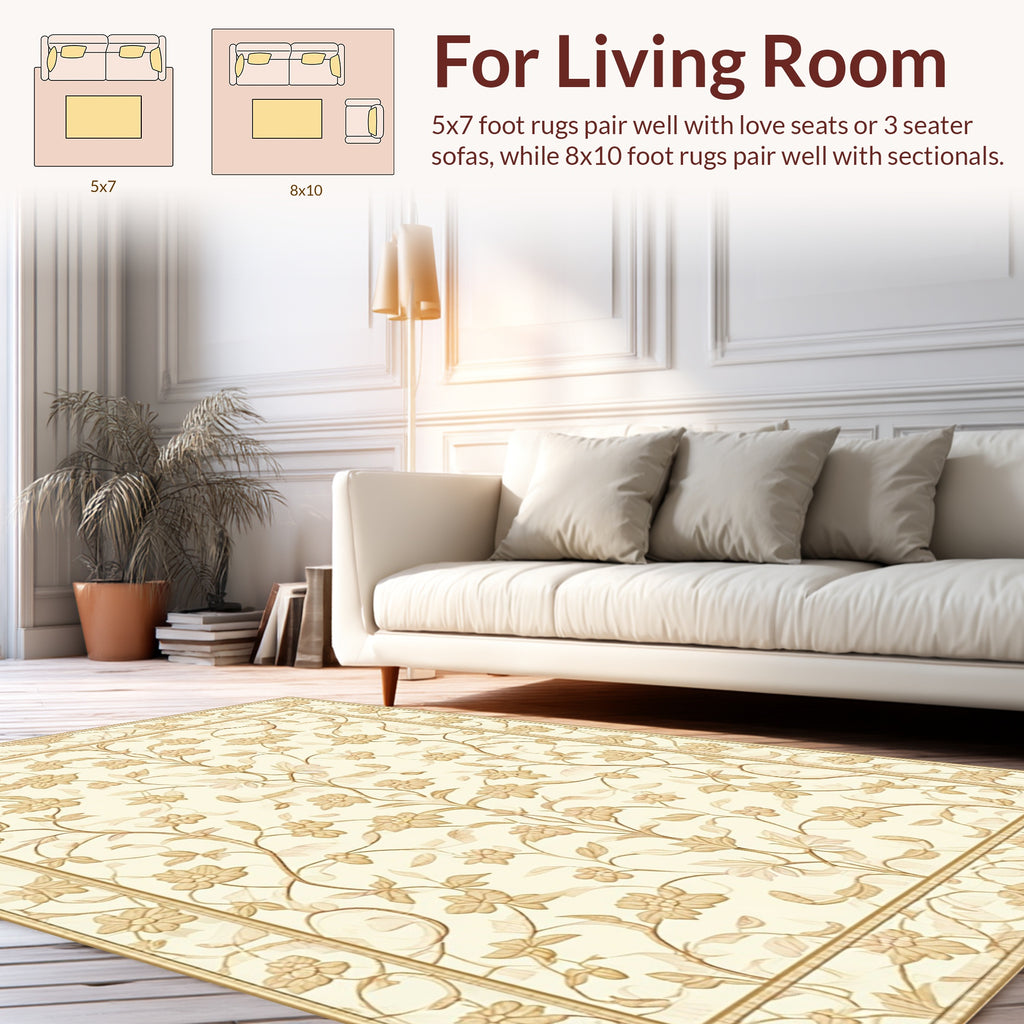 Ornate Floral Vine Pattern Rug