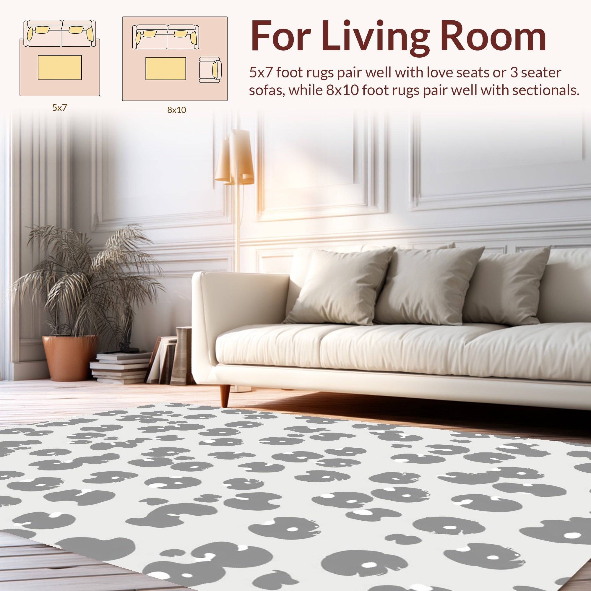Abstract Grey Spots Pattern Rug