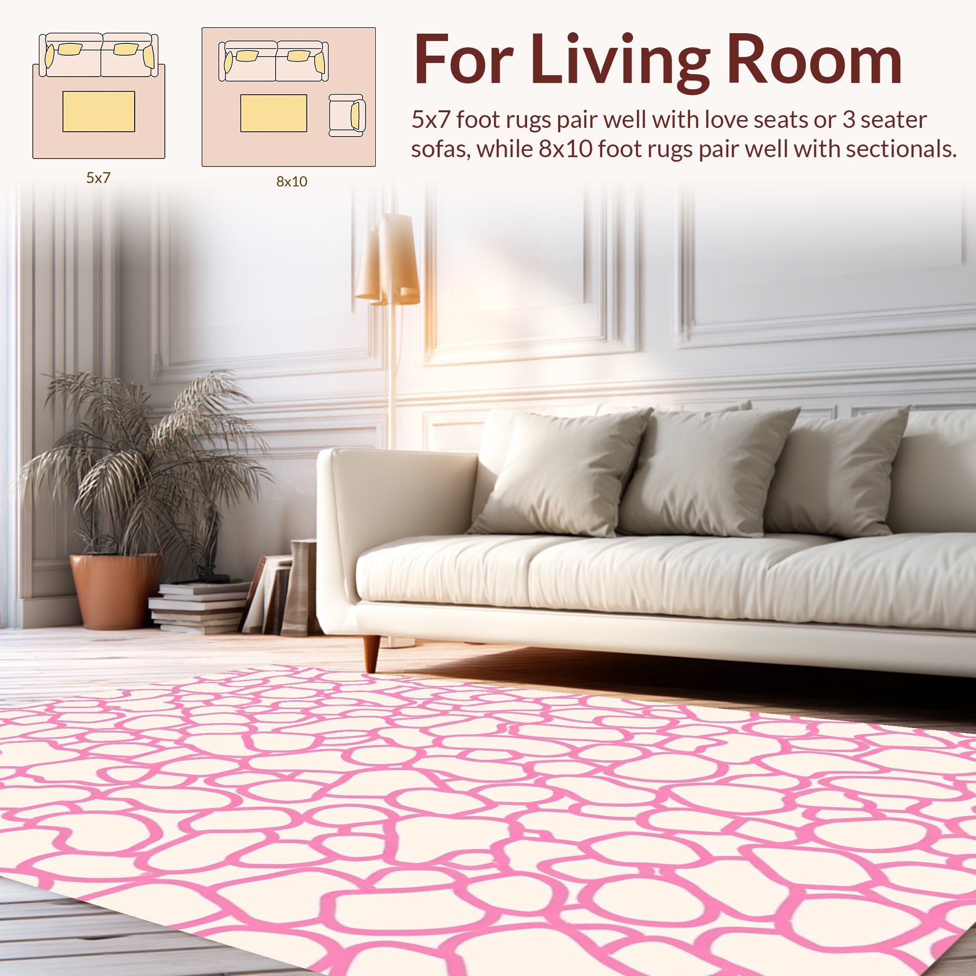 Pink Pebble Pattern Design Rug