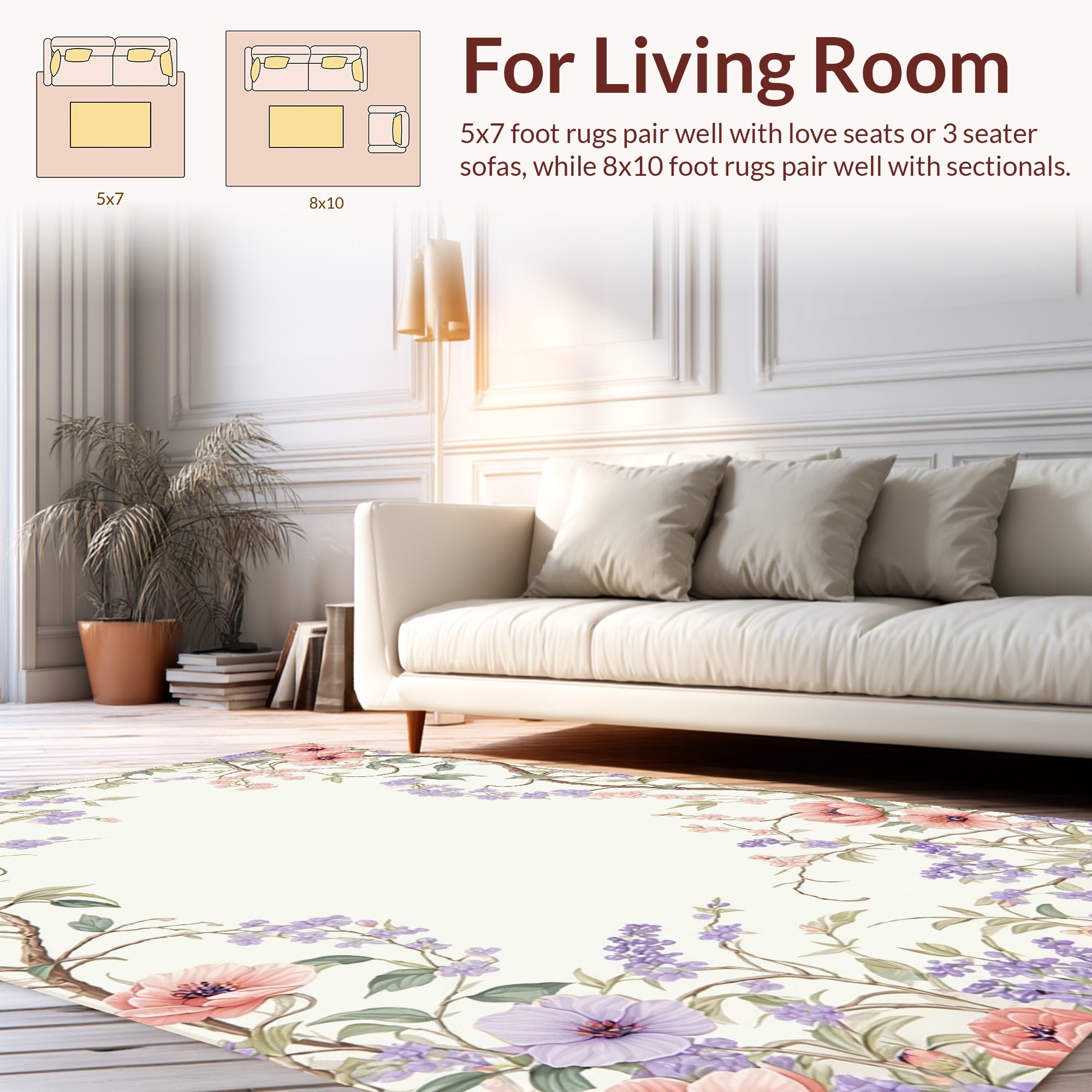 Floral Vine Whimsical Pattern Rug