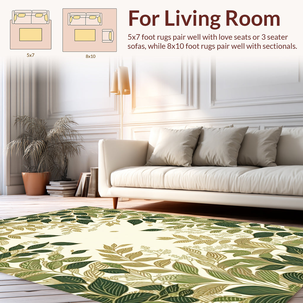Green Leafy Vine Pattern Rug