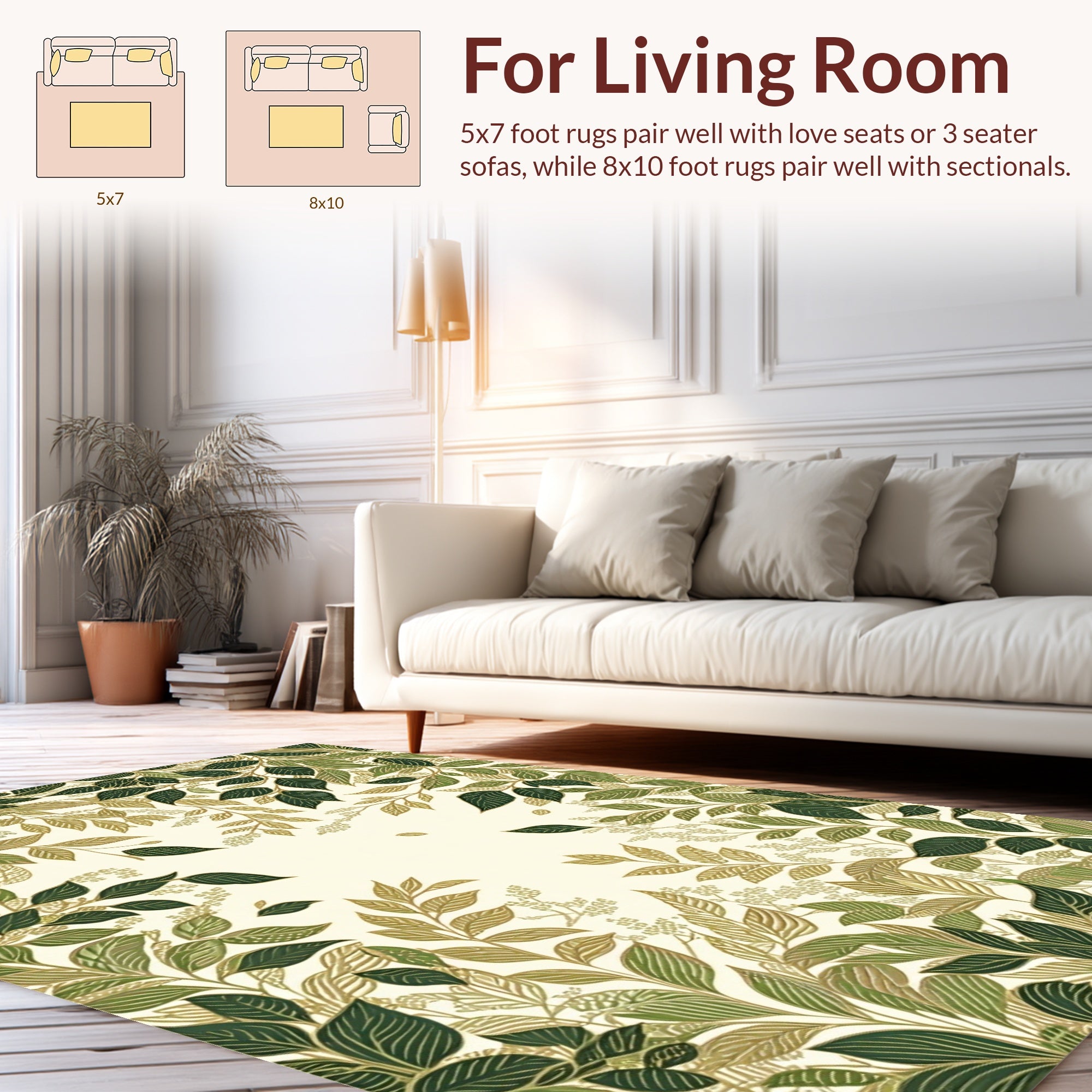 Green Leafy Vine Pattern Rug