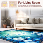 Enchanting Blue Floral Butterfly Garden Rug