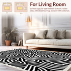 Abstract Black White Maze Pattern Rug