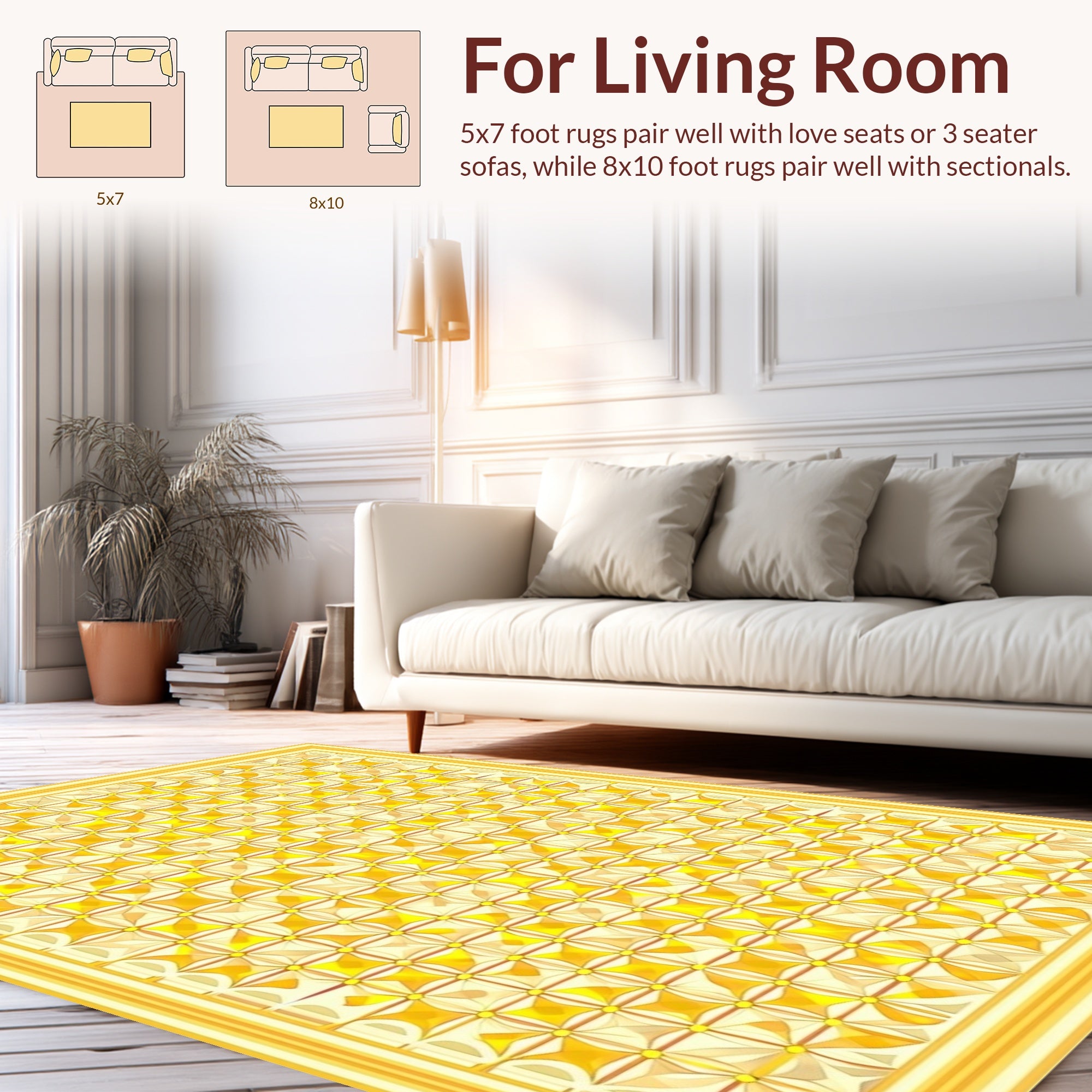 Gold Modern Geometric Patterned Rug