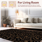 Dark Orange Outline Abstract Floral Patterns Rug