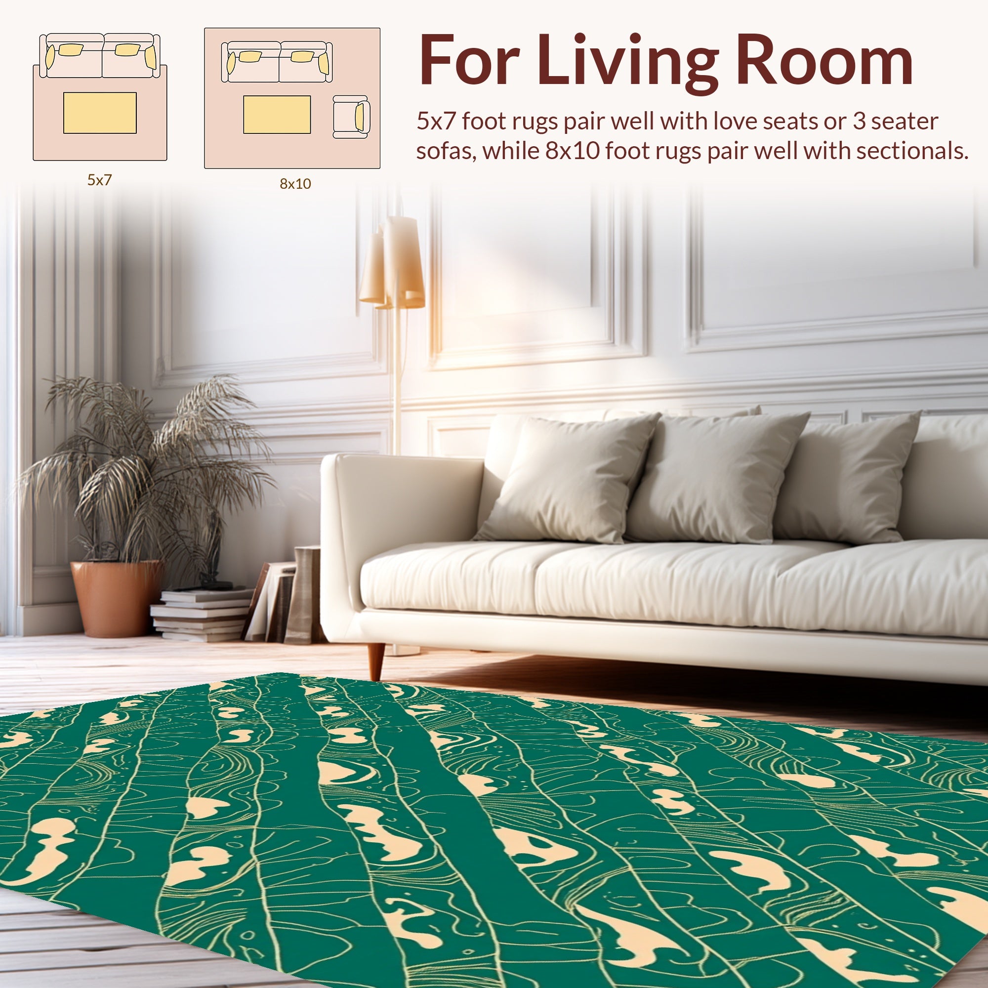 Abstract Teal Organic Striped Design Rug
