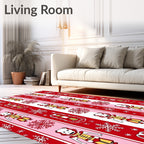 Red White Soldier Snowflake Stripe Rug