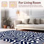 Abstract Navy Swirl Pattern Rug