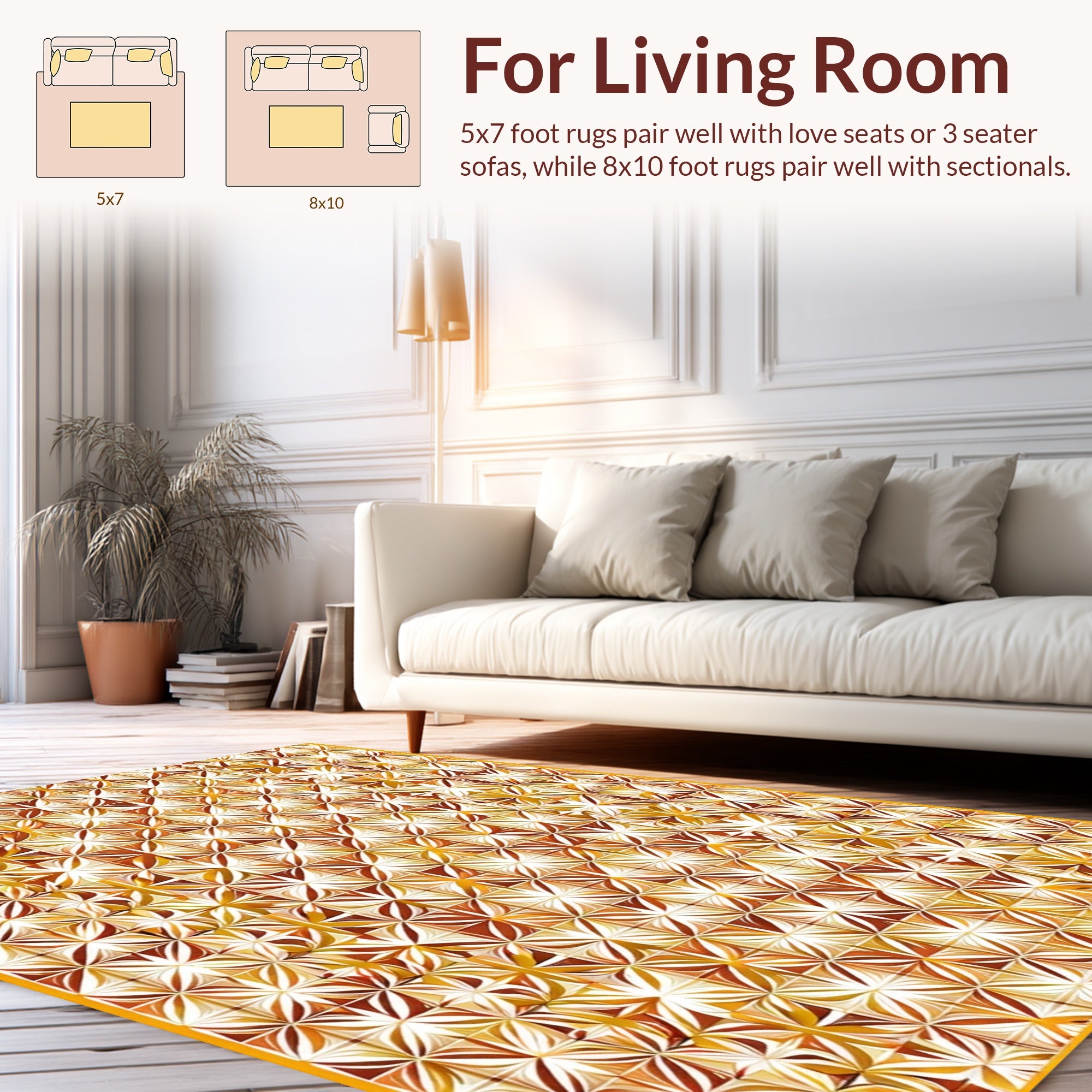 Warm Toned Geometric Lattice Design Rug