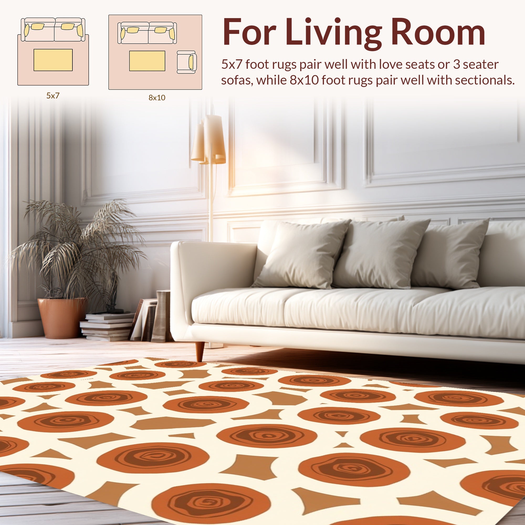 Warm Earth Tones Swirls Pattern Rug