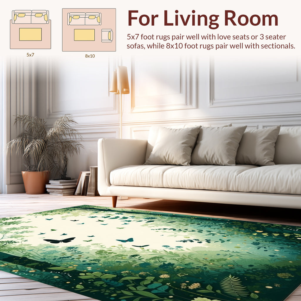Enchanted Forest Butterfly Garden Design Rug