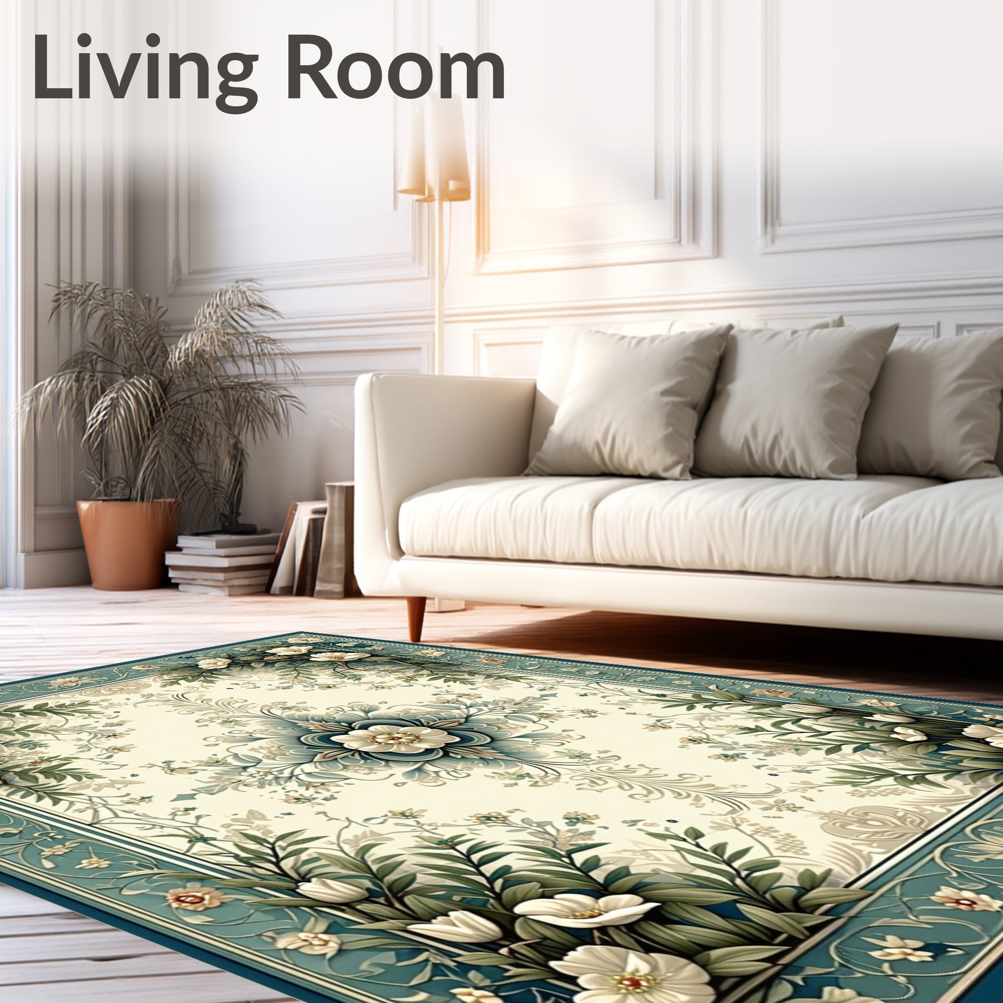 Floral Vines With Geometric Center Rug