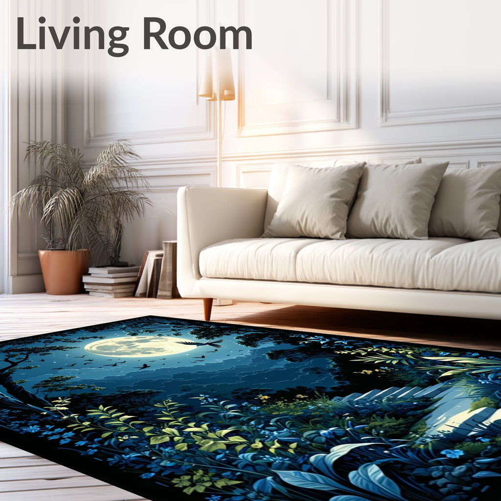 Magical Moonlit Night Garden Design Rug