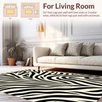 Bold Black And Cream Zebra Pattern Rug