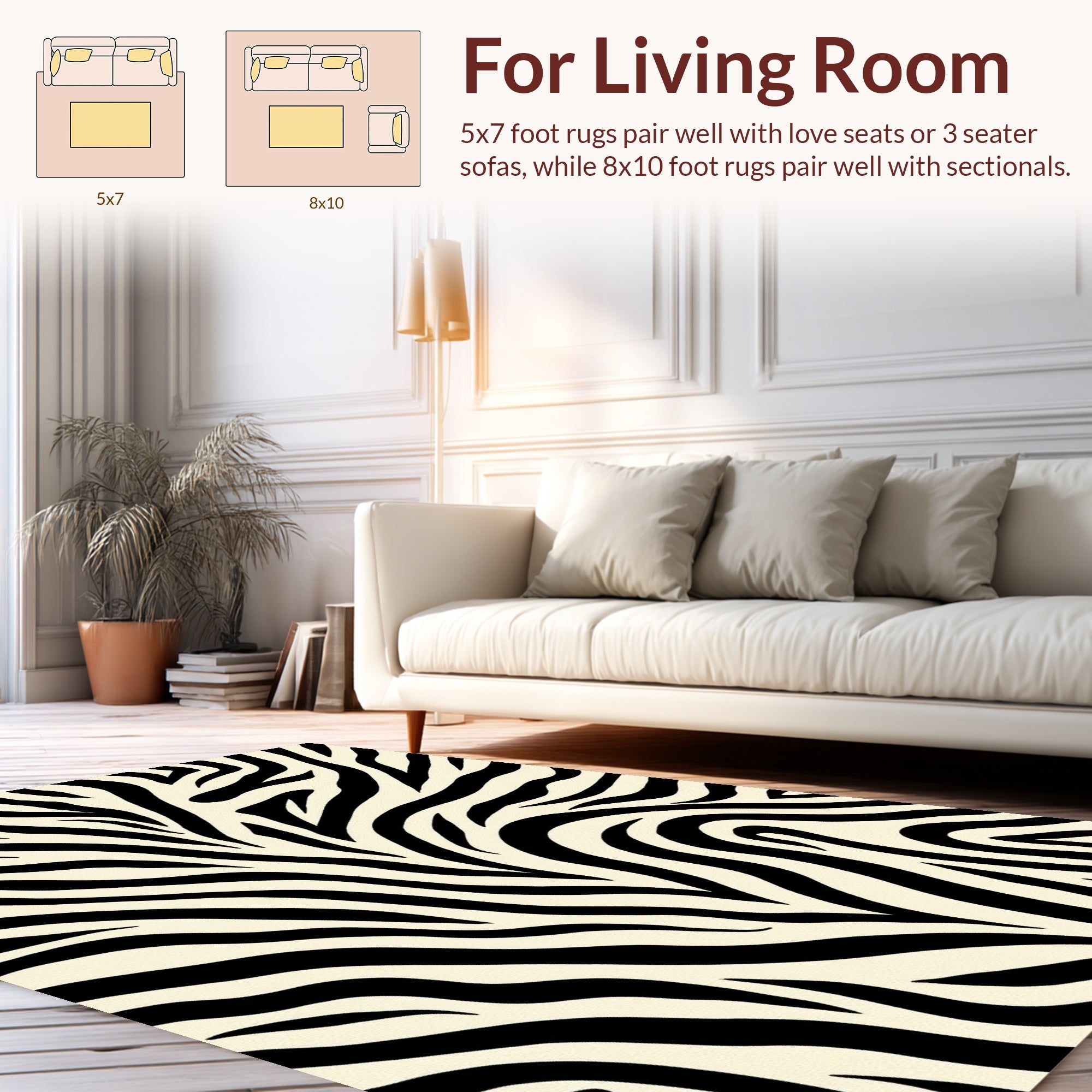 Bold Black And Cream Zebra Pattern Rug