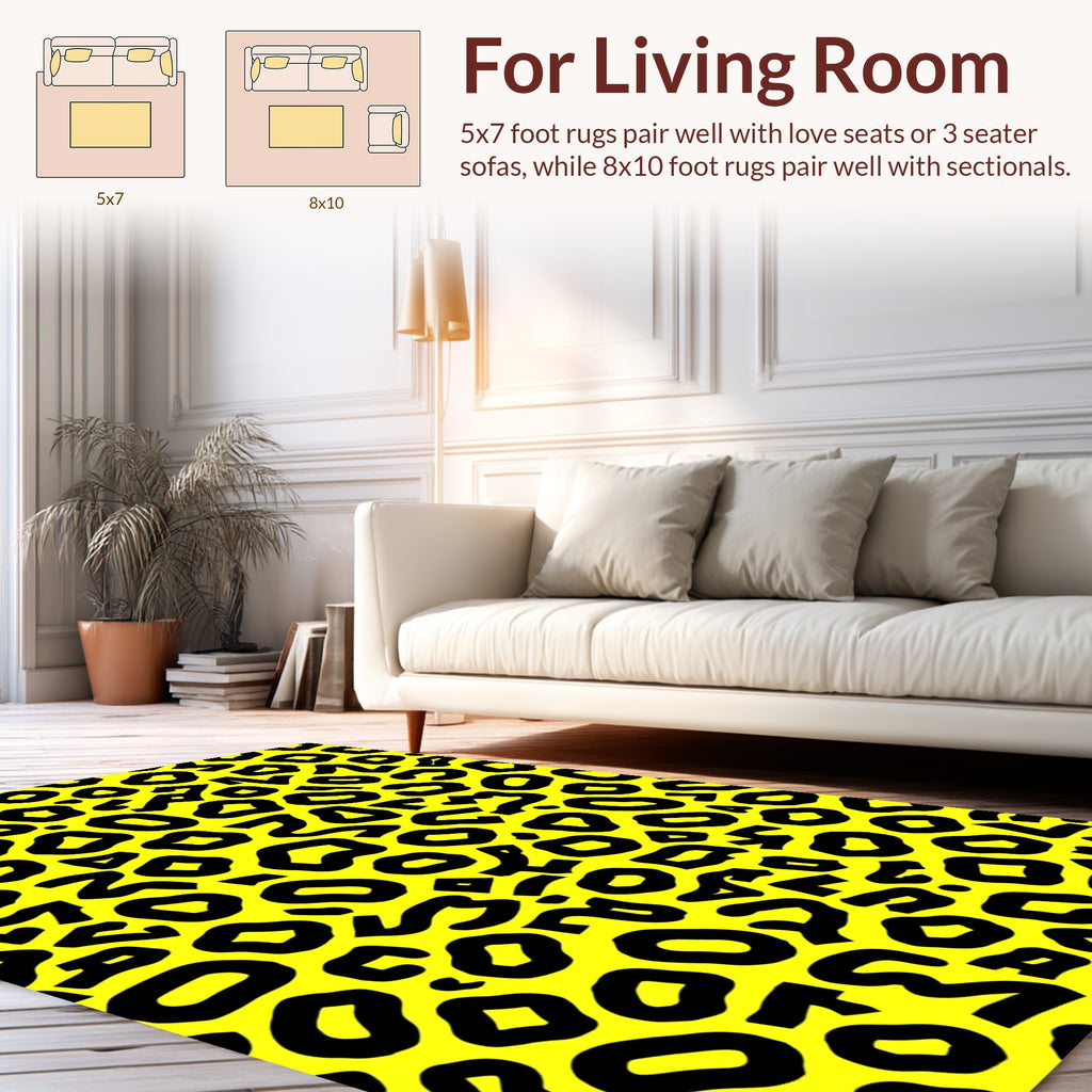 Bold Black Leopard Print Design Rug