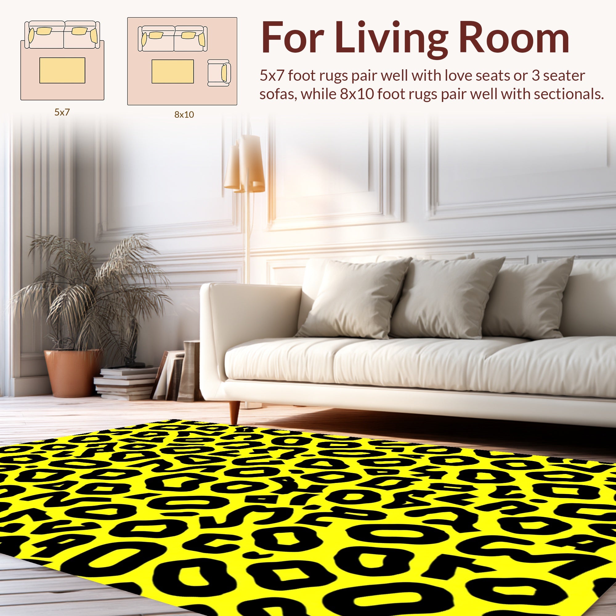 Bold Black Leopard Print Design Rug