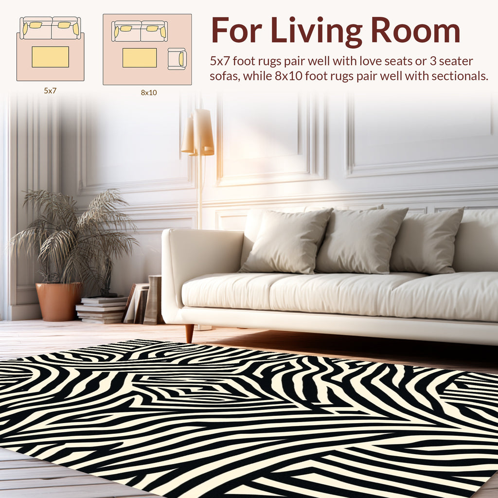 Bold Zebra Stripe Abstract Design Rug
